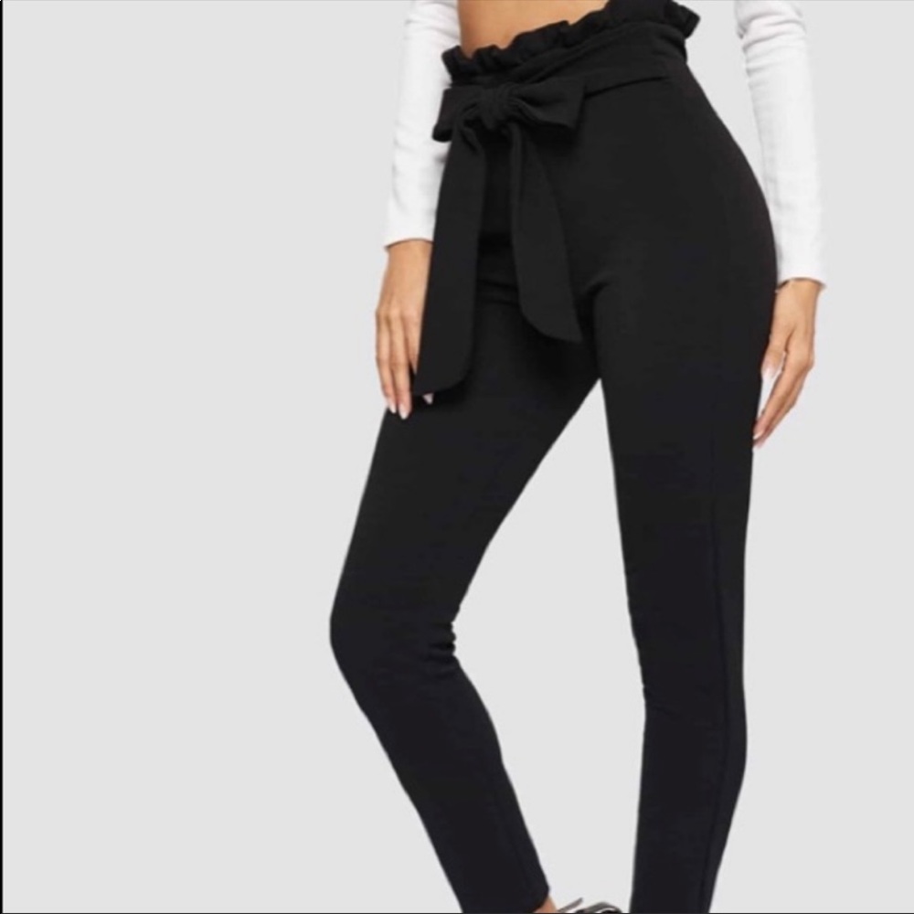 High Waist Paperbag Pants, Size Large